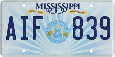 MS license plate AIF839