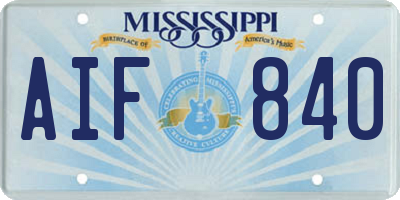 MS license plate AIF840