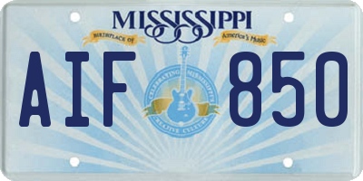 MS license plate AIF850