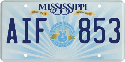 MS license plate AIF853