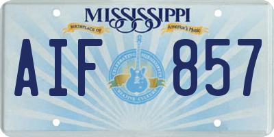 MS license plate AIF857