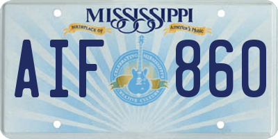 MS license plate AIF860