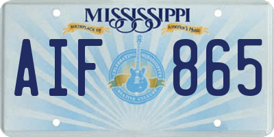 MS license plate AIF865