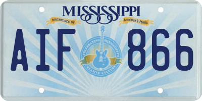 MS license plate AIF866
