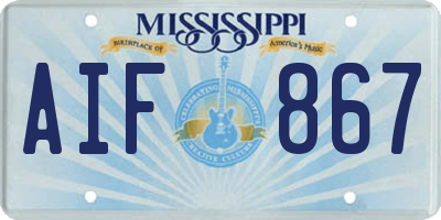 MS license plate AIF867