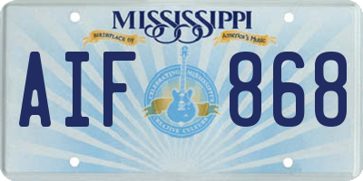 MS license plate AIF868