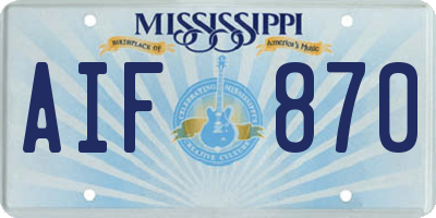 MS license plate AIF870