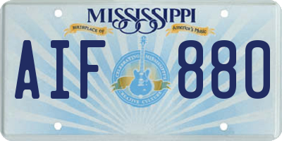 MS license plate AIF880