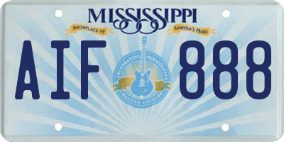 MS license plate AIF888