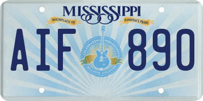 MS license plate AIF890