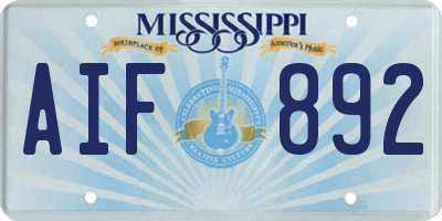 MS license plate AIF892