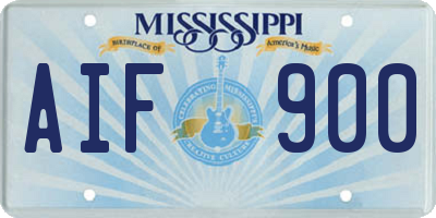 MS license plate AIF900