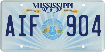 MS license plate AIF904