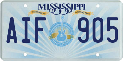 MS license plate AIF905