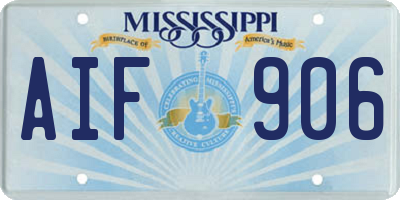 MS license plate AIF906