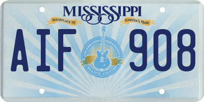 MS license plate AIF908