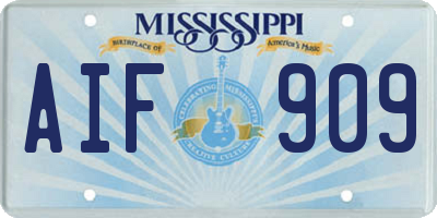 MS license plate AIF909