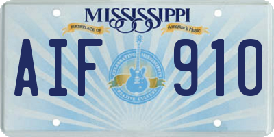 MS license plate AIF910