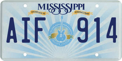 MS license plate AIF914