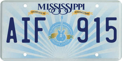 MS license plate AIF915