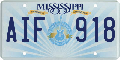 MS license plate AIF918