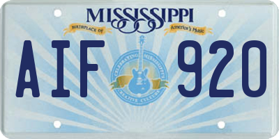 MS license plate AIF920
