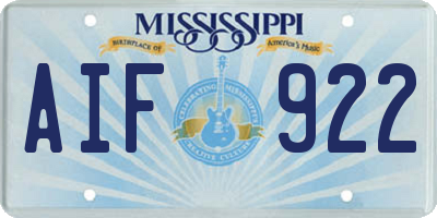 MS license plate AIF922