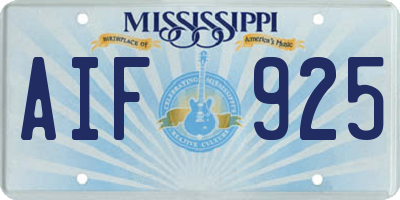 MS license plate AIF925
