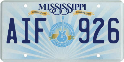 MS license plate AIF926