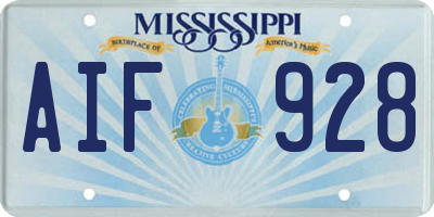 MS license plate AIF928