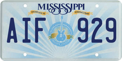 MS license plate AIF929