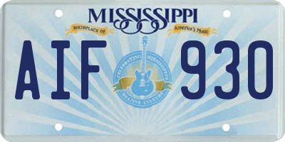 MS license plate AIF930