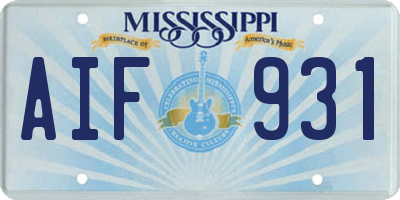MS license plate AIF931