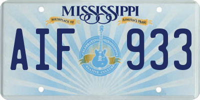 MS license plate AIF933