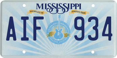 MS license plate AIF934
