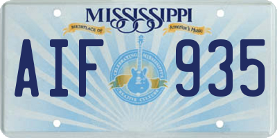 MS license plate AIF935