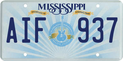 MS license plate AIF937