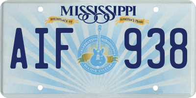 MS license plate AIF938