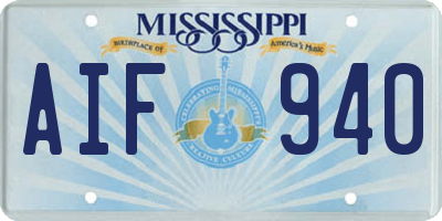 MS license plate AIF940