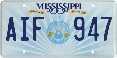 MS license plate AIF947