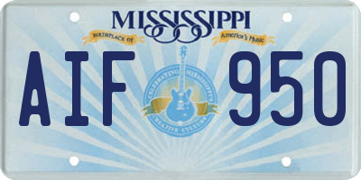MS license plate AIF950