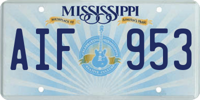 MS license plate AIF953