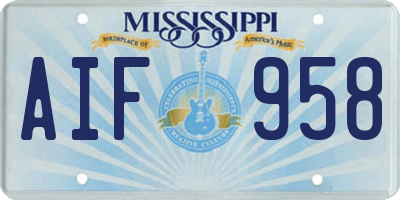MS license plate AIF958