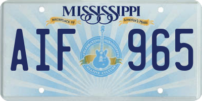 MS license plate AIF965