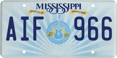 MS license plate AIF966