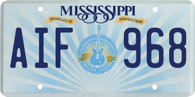 MS license plate AIF968