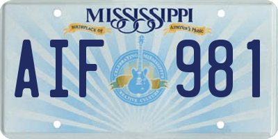 MS license plate AIF981