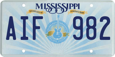 MS license plate AIF982