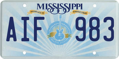 MS license plate AIF983
