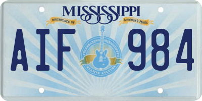 MS license plate AIF984